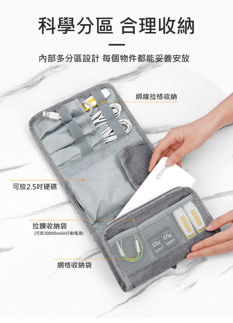 baona BN-A003 商務三折數位收納包 收納包 雜物包 旅行包 配件包