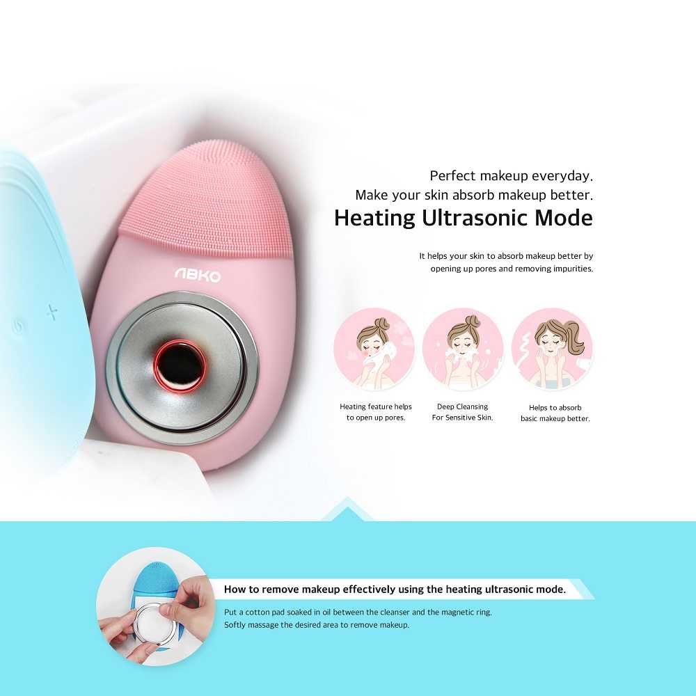 ABKO 韓國 智能防水 無線深層 美顏洗臉機(多功能無線美容儀) SV01 粉紅 台灣總代理