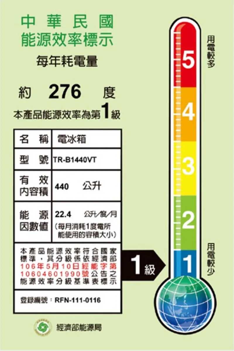 【TATUNG 大同】440公升變頻雙門冰箱 (TR-B1440VT)~含拆箱定位安裝+免樓層費