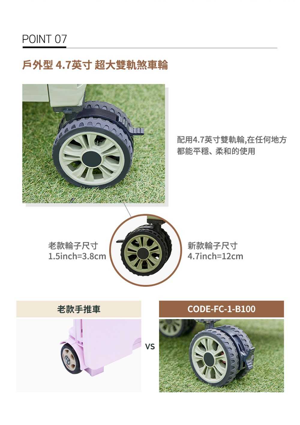 CODE LIVING 第二代 可擴充式折疊收納手推車(桌板延伸)-軍綠色