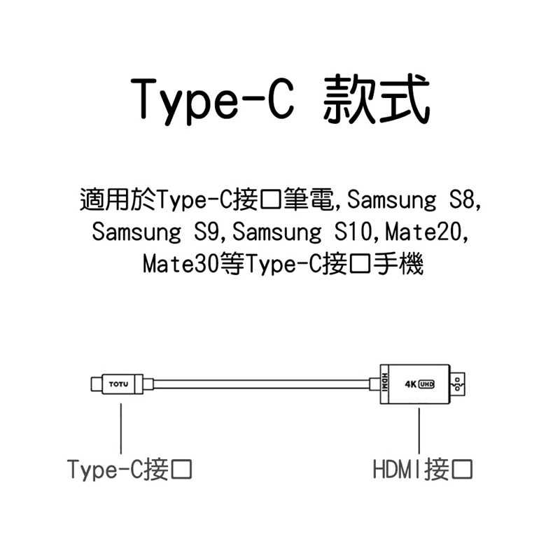 【TOTU 拓途】極速系列Type-C轉HDMI同屏線 BT011