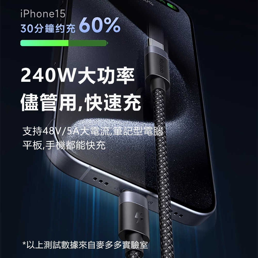 Mcdodo麥多多 閃速系列140W二合一磁吸數據線USB-C to USB-C+MagSafe3 CA014