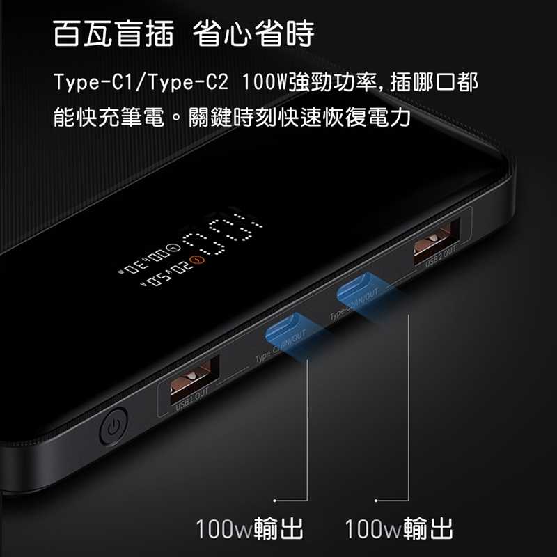 Baseus倍思 布雷德數顯快充行動電源20000mAh PPBLD100