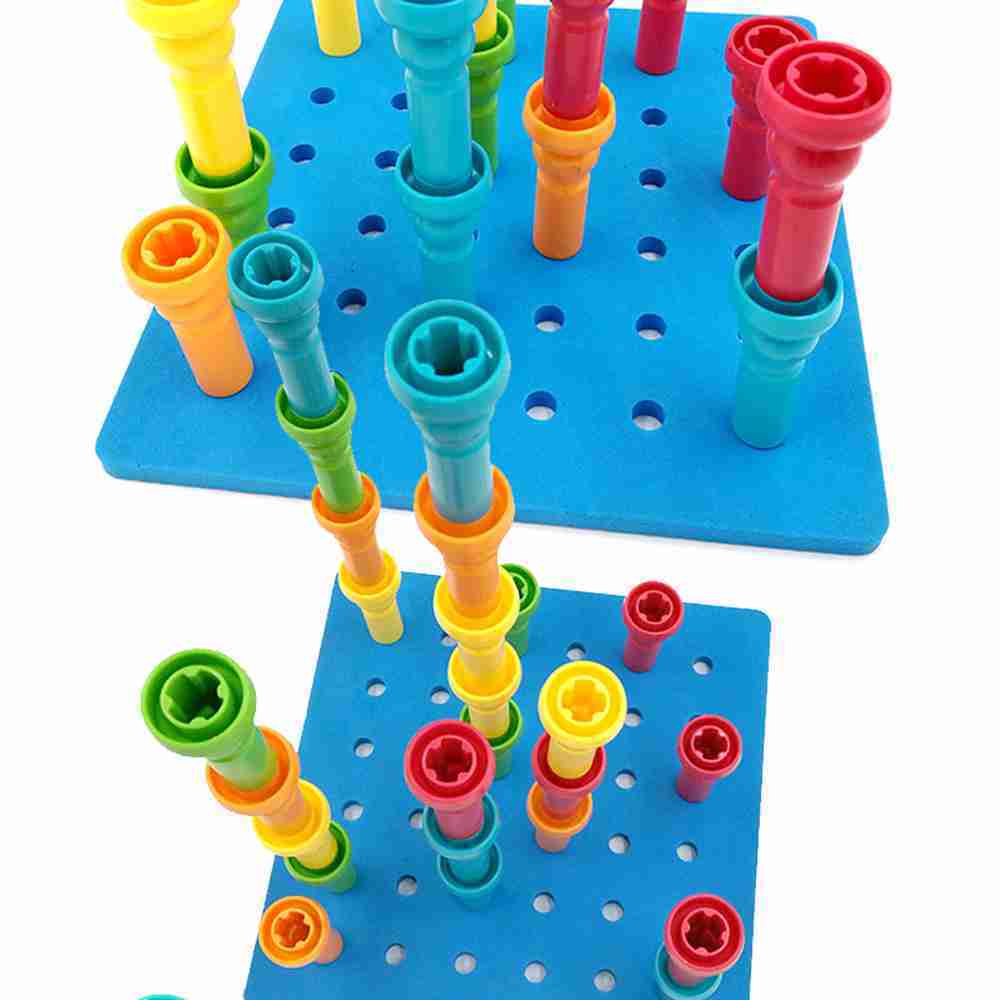 【GCT玩具嚴選】寶寶彩色釘板積木 幼兒釘板積木