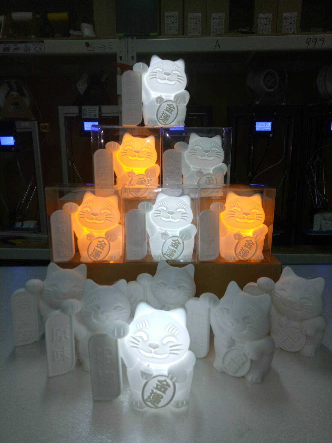 3D列印 招財貓 撲滿 客制化 摩艾造型燈 Moai 月球燈 電路板 燈芯觸摸開關 草帽燈珠 觸摸 電路 月亮燈 光源