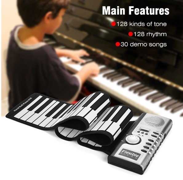 【保固一年】  61鍵 手捲 鋼琴帶 喇叭 兒童成人 矽膠 電子琴鍵盤 啟蒙鋼琴