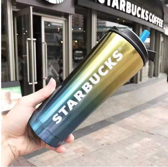 【迦南美地】 2019新款星巴克 Starbucks 新款漸變 保溫杯 克吸管 電鍍 精品 雙層