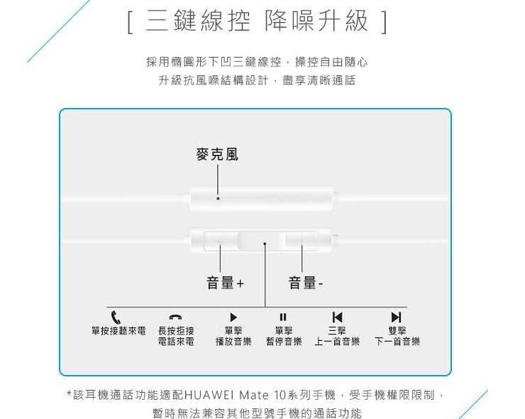 【保固一年】 HUAWEI 華為 原廠 Type C 經典耳機  Mate20/ P20等系列