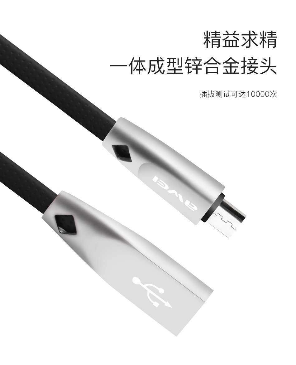 【保固一年 七天不滿意包退 】Awei CL-96  android 高規 鋅合金 編織 快充 傳輸 充電 數據線