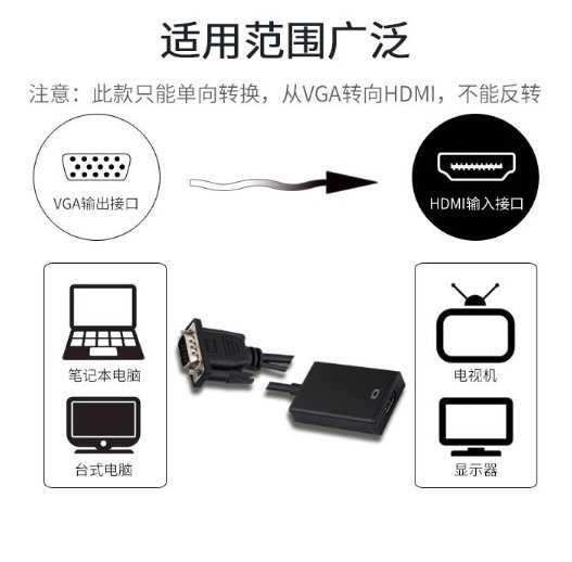 【保固一年】VGA 轉 HDMI / VGA to HDMI / 轉換器 轉換線 帶音頻線 / HDMI高清轉換器