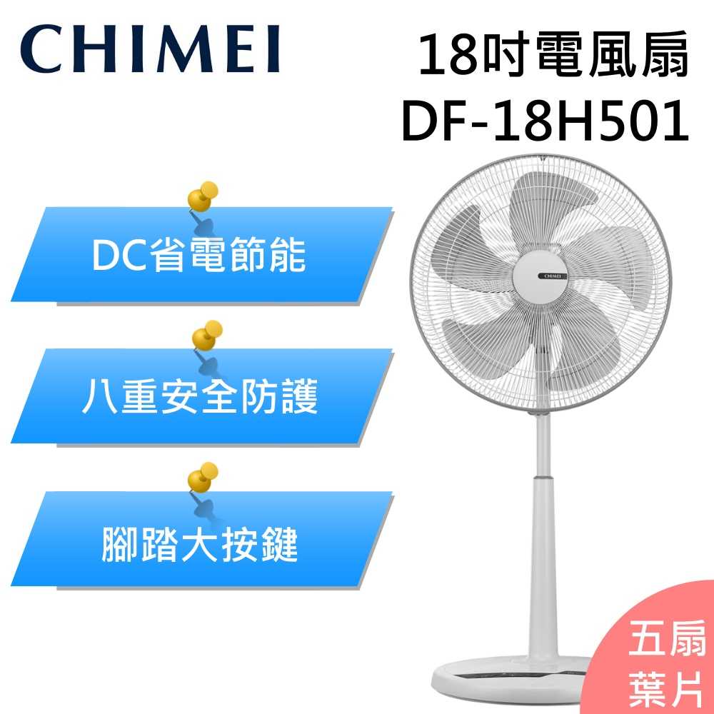 【618破盤】CHIMEI 奇美 DF-18H501 電風扇 立扇 桌立扇 18吋 五扇葉片 台灣公司貨