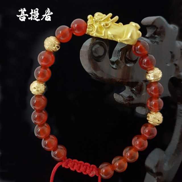 【菩提居】金砂貔貅紅繩手鍊(6mm)