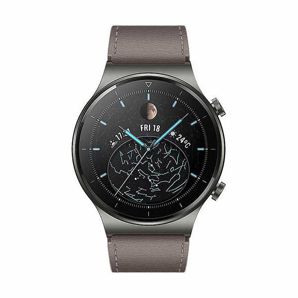 【送華為無線充電】HUAWEI Watch GT 2 Pro 46mm 新一代智慧手錶 時尚款(星雲灰+灰棕色真皮錶帶)