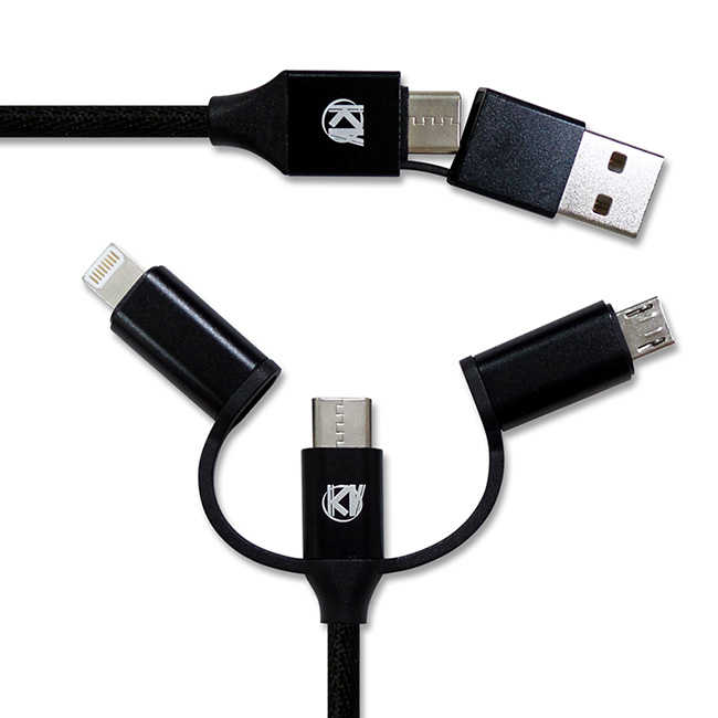 【團購十組】KV (XL-A028) 5in1 USB 五合一尼龍編織傳輸充電線(100cm)