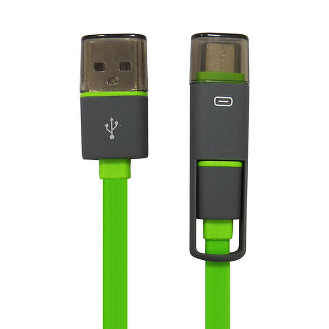 Type-C / Micro-USB 二合一2.1A 高速充電傳輸線(防纏繞/易收納)