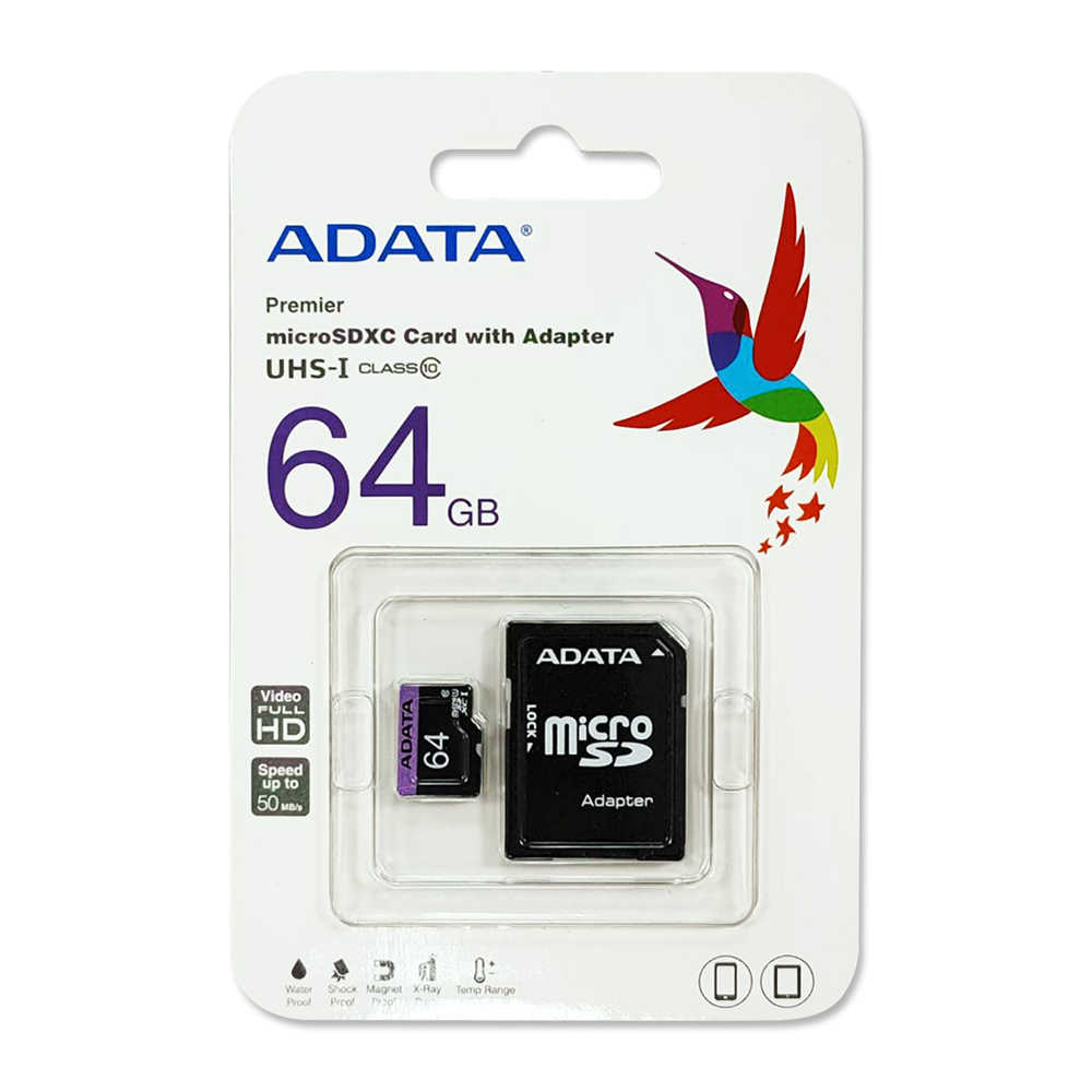 ADATA Premier microSDXC 64G記憶卡UHS-I C10附轉卡OTR-008-3