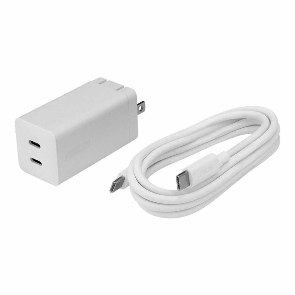 ASUS 65W USB-C GaN 氮化鎵原廠雙孔充電器(AC65-05)/白色/附1.5m USB-C充電線