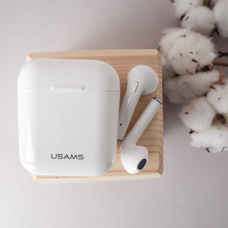強強滾-USAMS 無線藍牙耳機藍芽免持 TWS-F10 vs airpods
