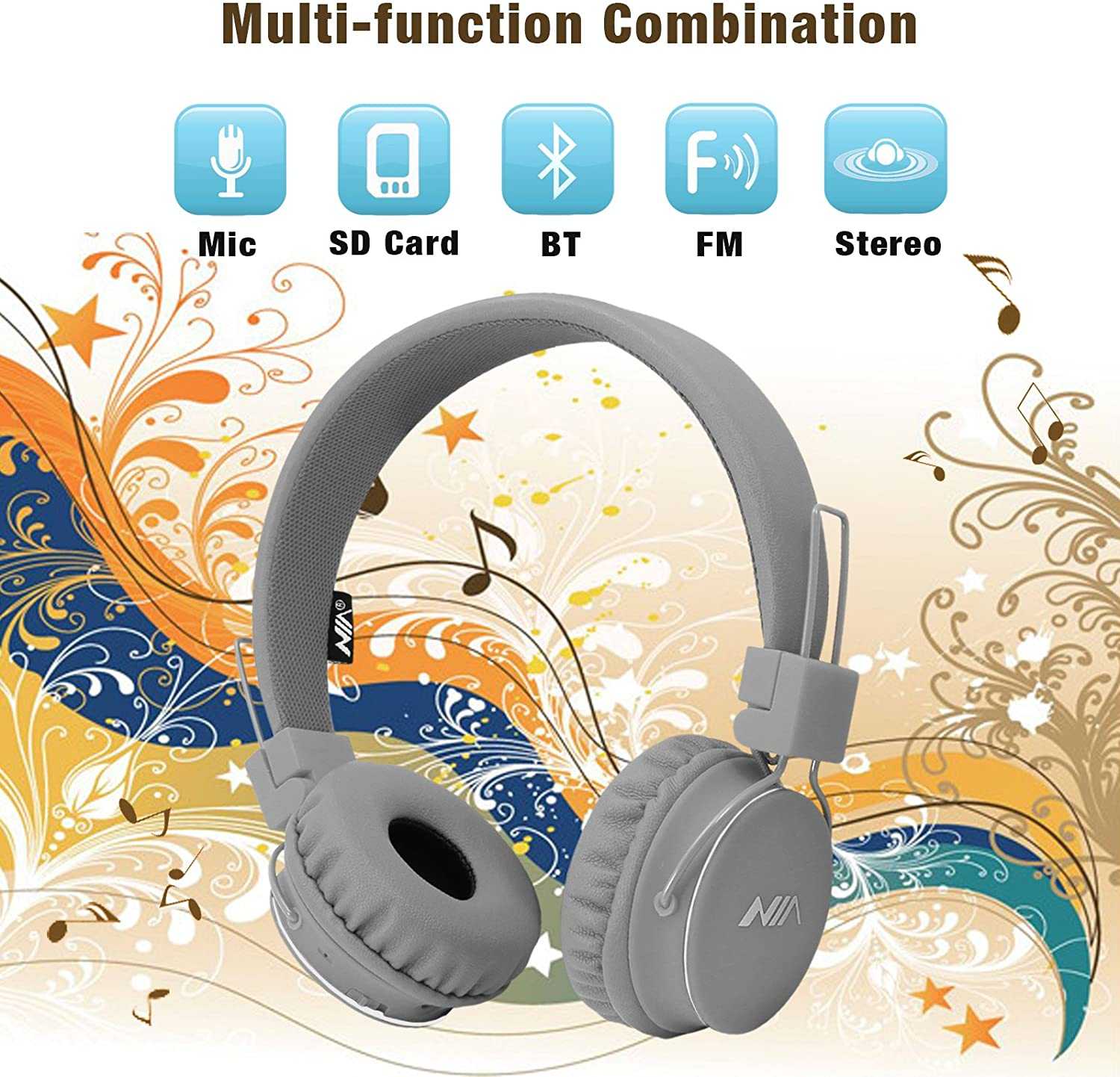 NIA兒童耳機 插卡 耳罩式 重低音藍牙耳機 內建麥克風 藍芽耳罩式耳機 插記憶卡mp3 可通話強強滾