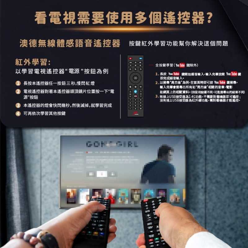 強強滾-澳德無線體感飛鼠語音遙控器 P6 電視滑鼠 投影機電腦可用OTT 安博易播夢想