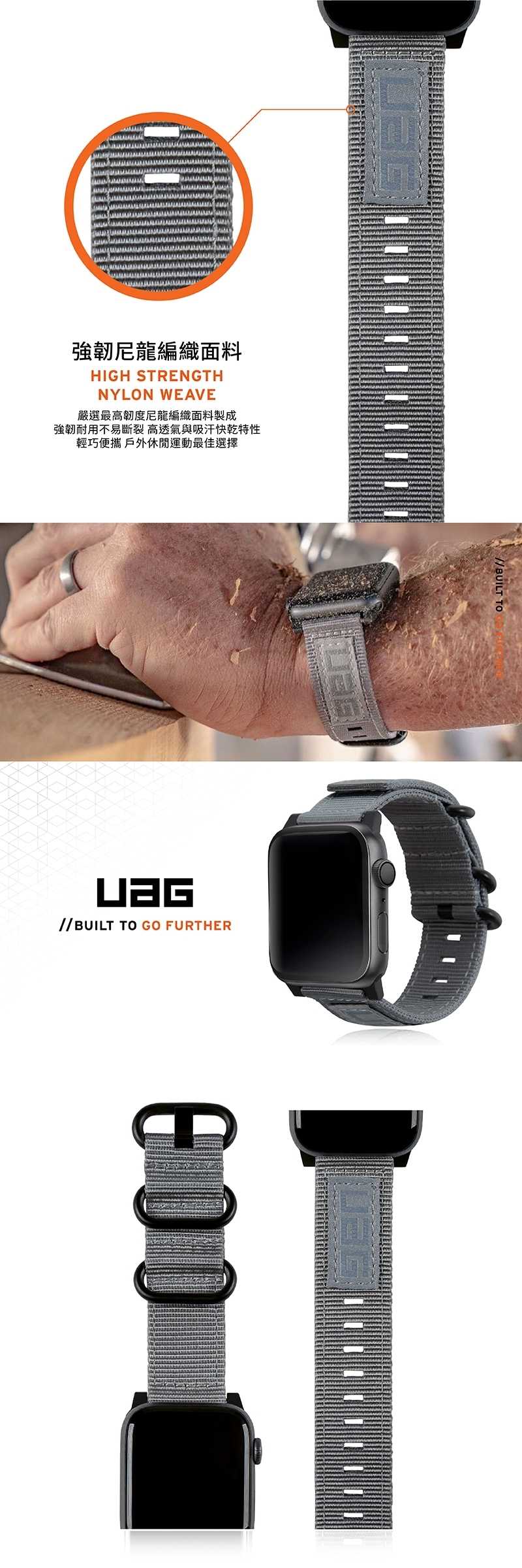 強強滾優選~ UAG Apple Watch 38/40/41mm Nato錶帶-灰
