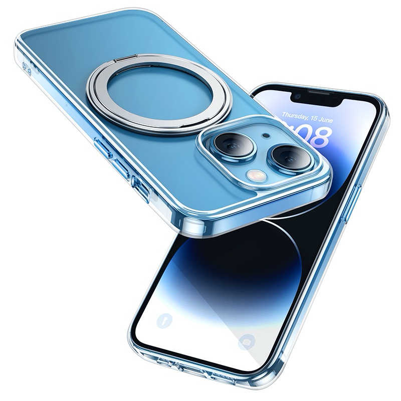 強強滾生活 SuperB iphone15 Plus 軍規旋轉磁吸支架手機保護殼 黑/透明/紫