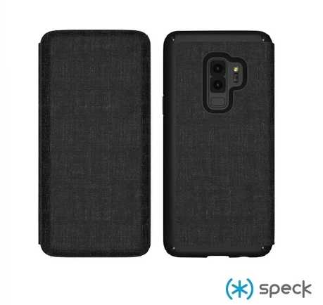 強強滾優選~ Speck Samsung Galaxy S9/S9+ Presidio Folio 黑灰色針織混紡側翻防