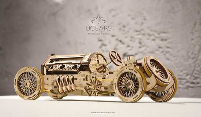 Ugears 自我推進模型 - 格蘭披治賽車 U-9 Grand Prix Car - 來自烏克蘭.橡皮筋動力.機械驚奇