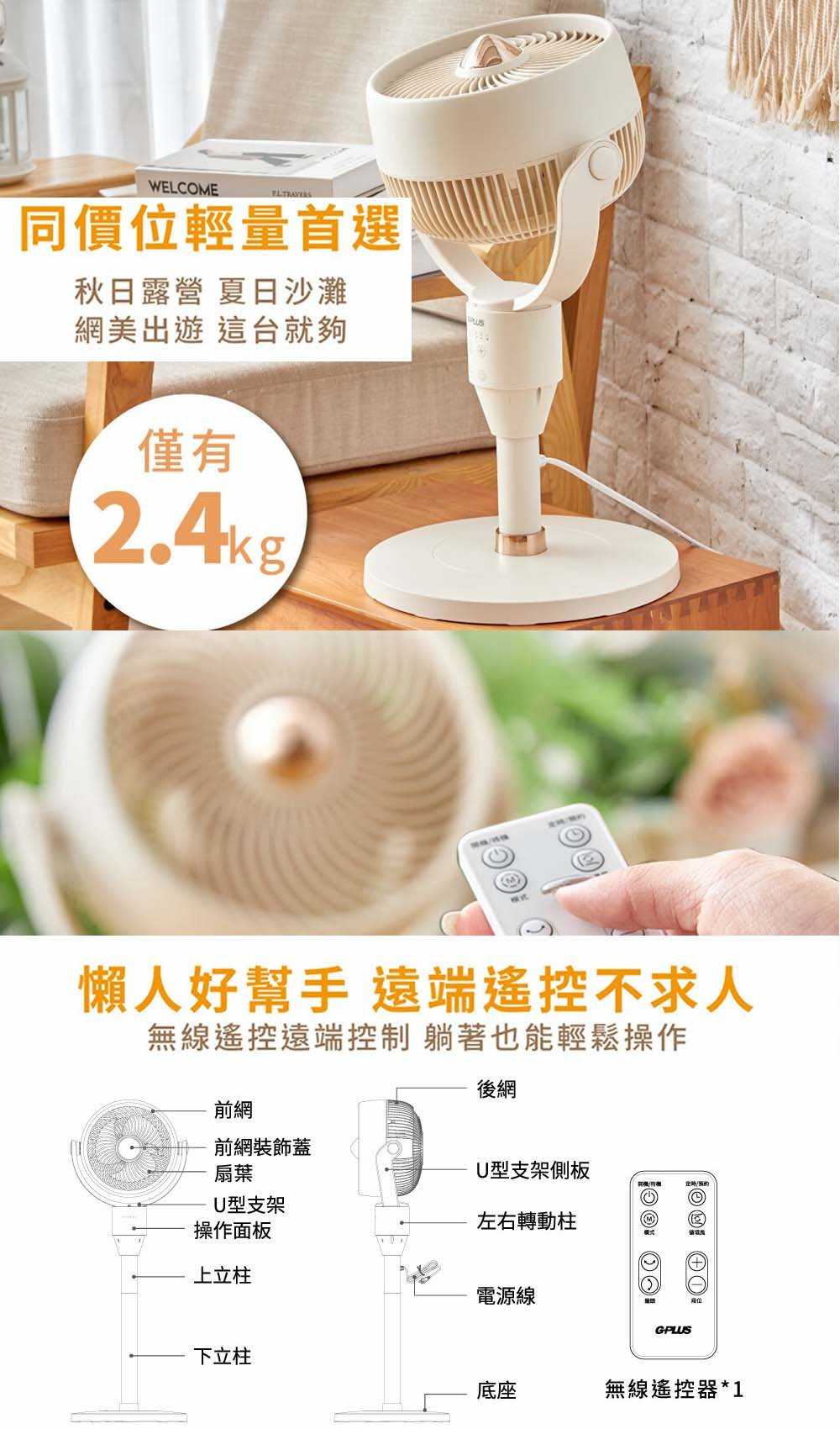 強強滾優選~【GPLUS】GP小雷達 空氣循環7吋四季扇