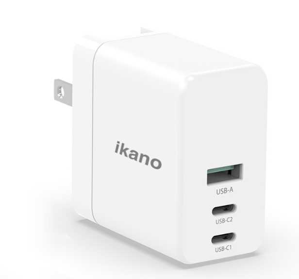 強強滾優選~【ikanolife】90W GaN氮化鎵強力PD充電器_2C+1A三孔輸出_可充二台筆電