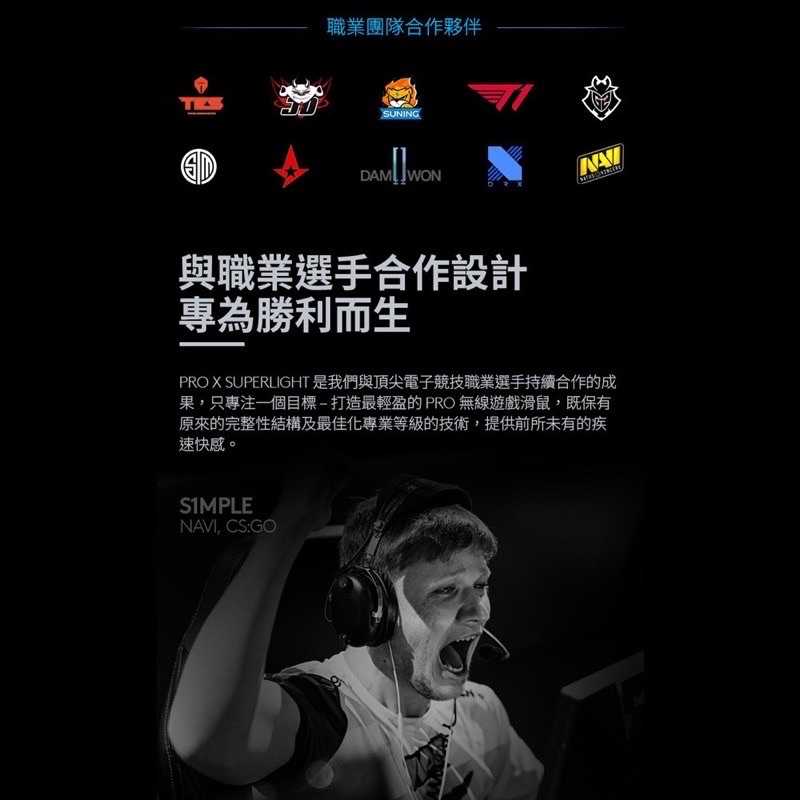 強強滾w 羅技 PRO X SUPERLIGHT 無線輕量化電競滑鼠-黑