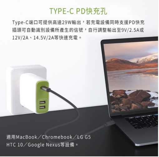 Avantree TR604P Type-C PD快充/雙USB 3孔充電插頭