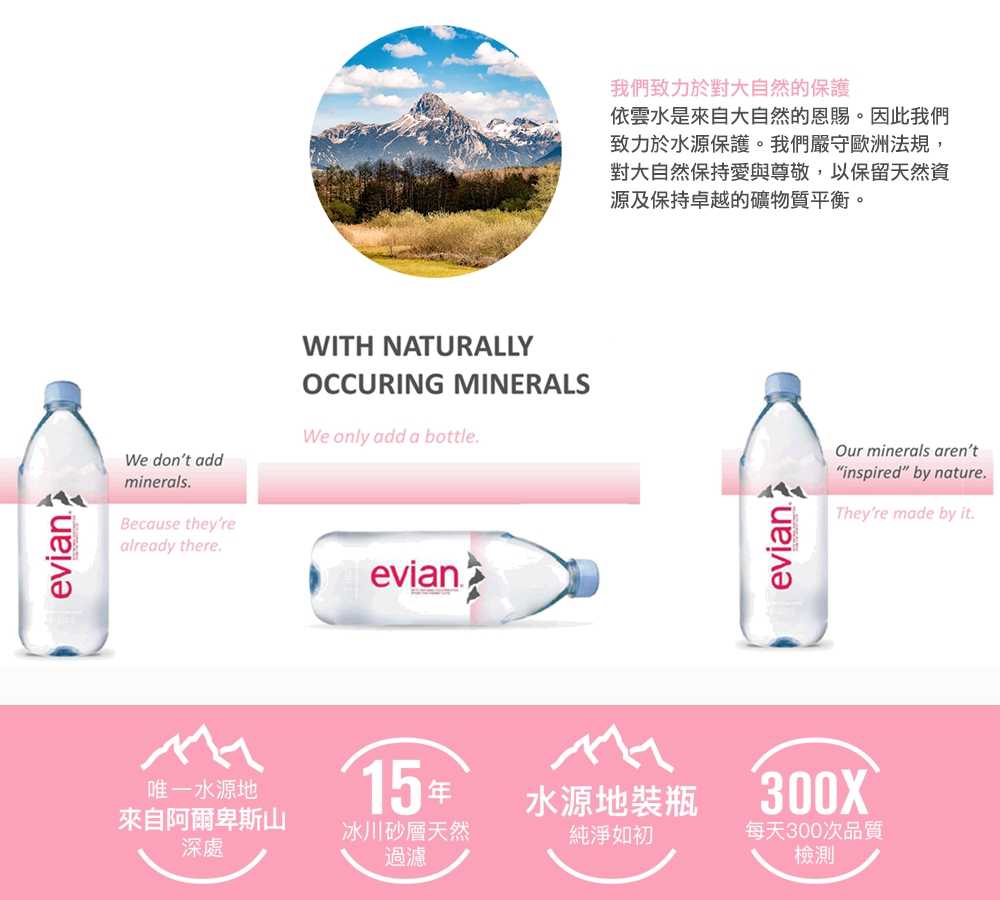 強強滾優選~法國evian天然礦泉水/依雲/愛維養天然礦泉水500mlx24瓶