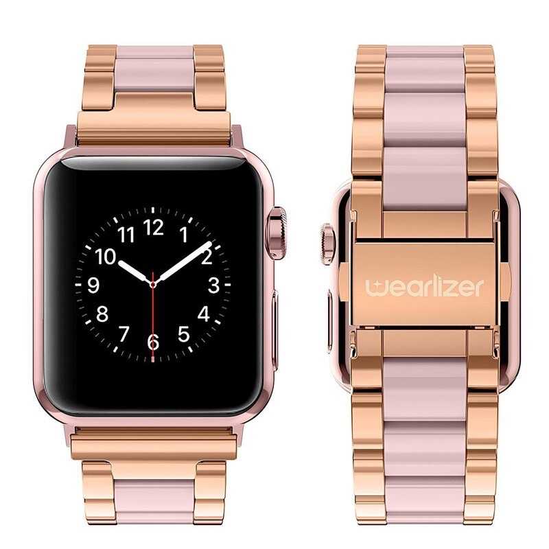 強強滾-【Wearlizer】Apple Watch 6/5/4/3/2/1 代 不銹鋼錶帶 玫瑰金 附調整工具