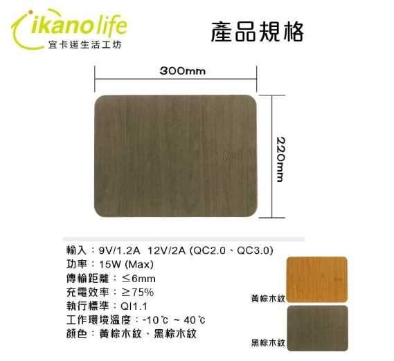 強強滾優選~ 15W高質感皮質木紋無線快充滑鼠墊_無線快充_Android、iphone12以後 適用
