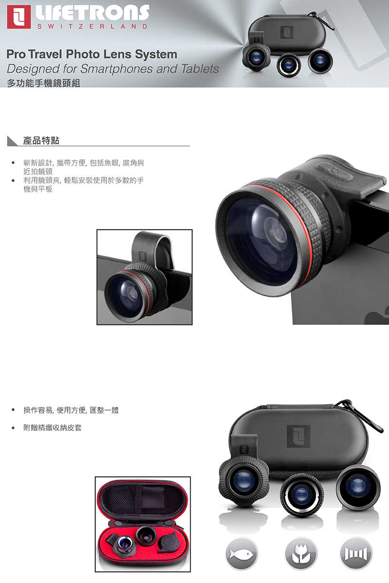 強強滾優選~ astelar idea Lifetrons 3IN1 多功能手機鏡頭組(微鏡+廣角+魚眼)