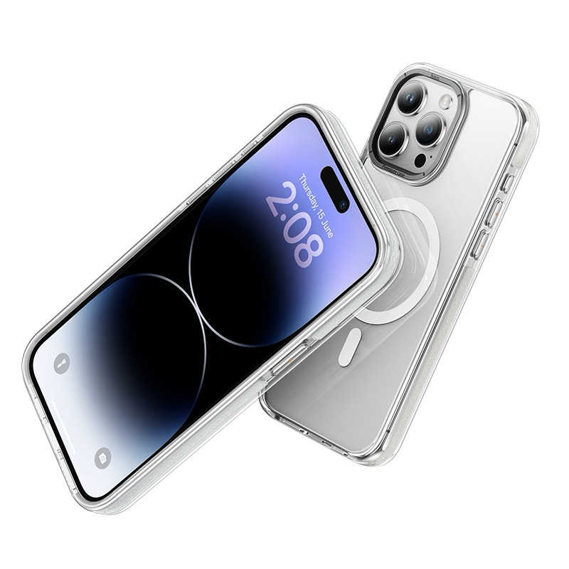 強強滾生活 【hoco.浩酷】AS6 iP15 Pro Max 透明簡約防摔磁吸保護殼 (透明黑/透明灰/透明紫)
