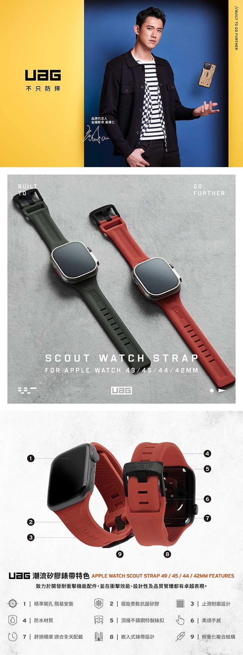 強強滾優選~ UAG Apple Watch 42/44/45/49mm 潮流矽膠錶帶