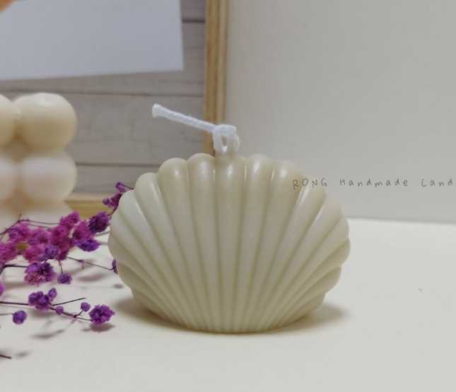 強強滾優選~ [RONG]牛奶糖色貝殼造型蠟燭 質感擺件