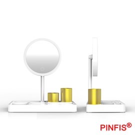 強強滾-品菲特PINFIS LED輕柔光化妝鏡收納盒 補光鏡 桌面收納