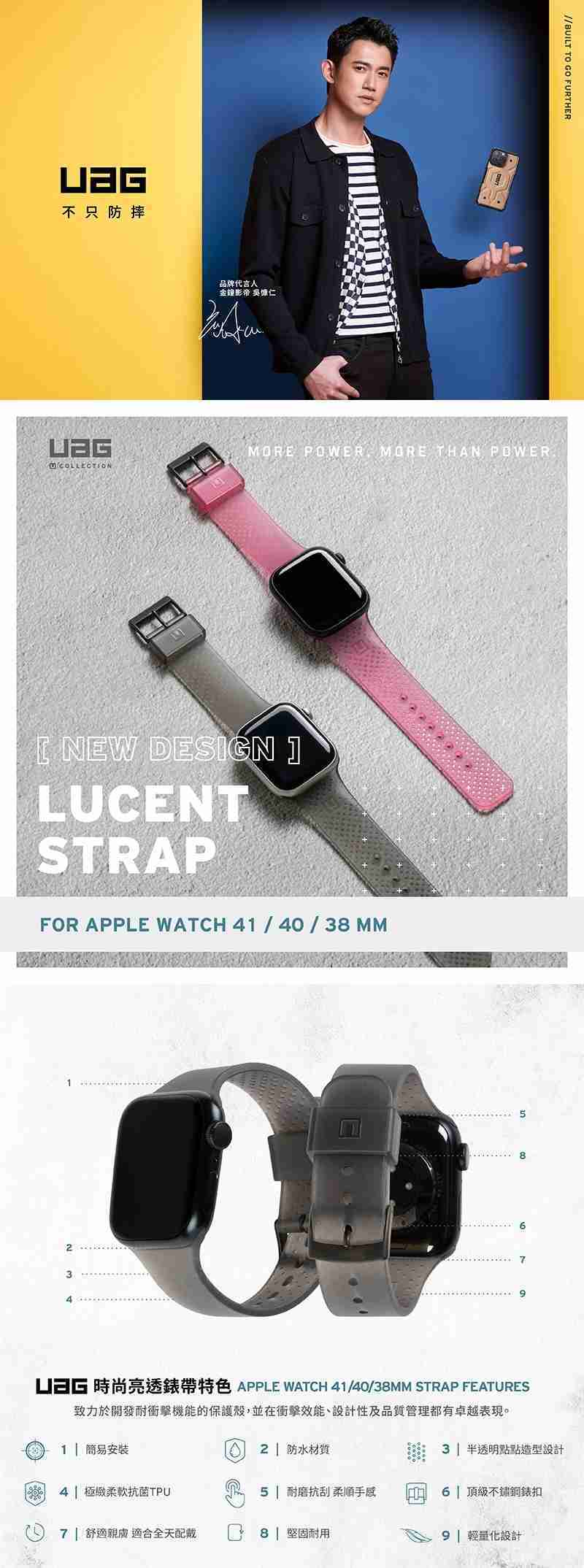 強強滾優選~ [U] Apple Watch 38/40/41mm 時尚亮透錶帶