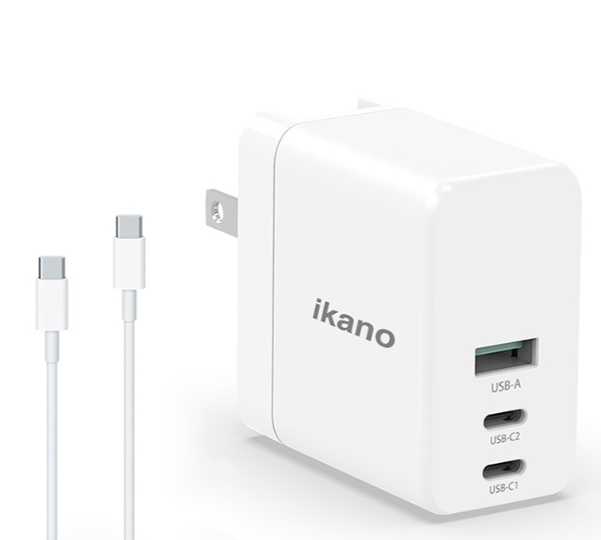 強強滾優選~【ikanolife】90W GaN氮化鎵強力PD充電器_2C+1A三輸出附5A雙頭TYPE-C線
