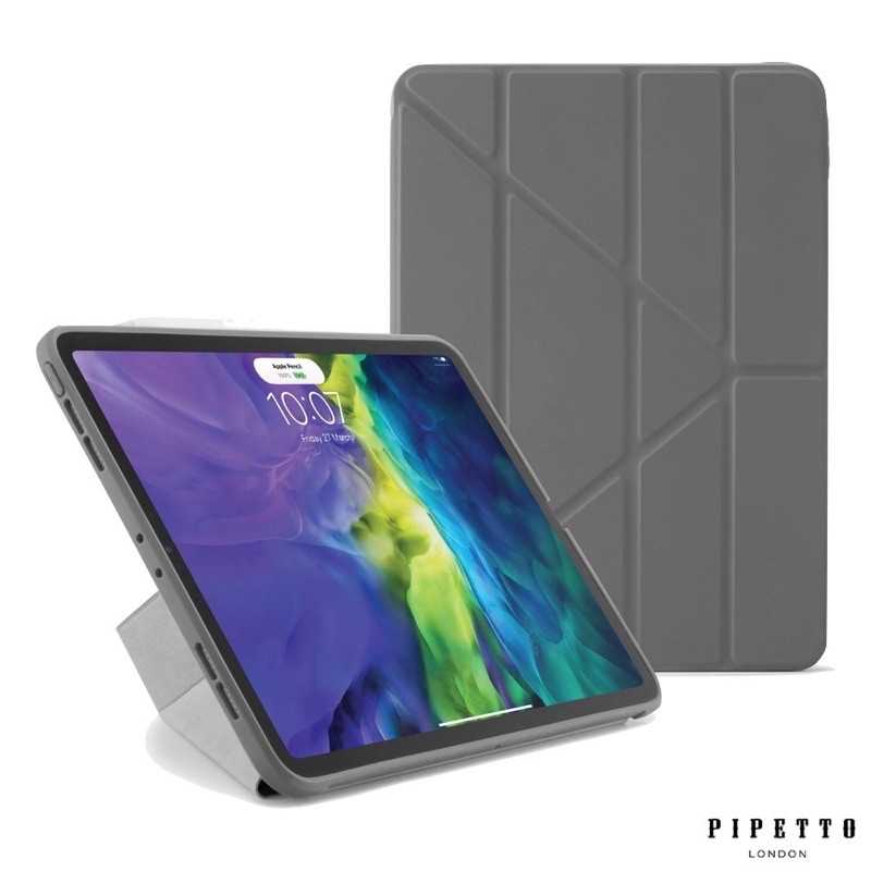 強強滾-Pipetto iPad Air 10.9吋 (2020) Origami TPU多角度多功能保護套 -深灰色