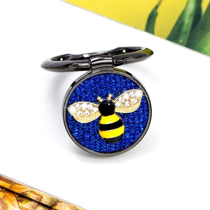 強強滾-手機指環支架,手機指環握柄,360 度旋轉,水晶石琺瑯蜜蜂(藍色)