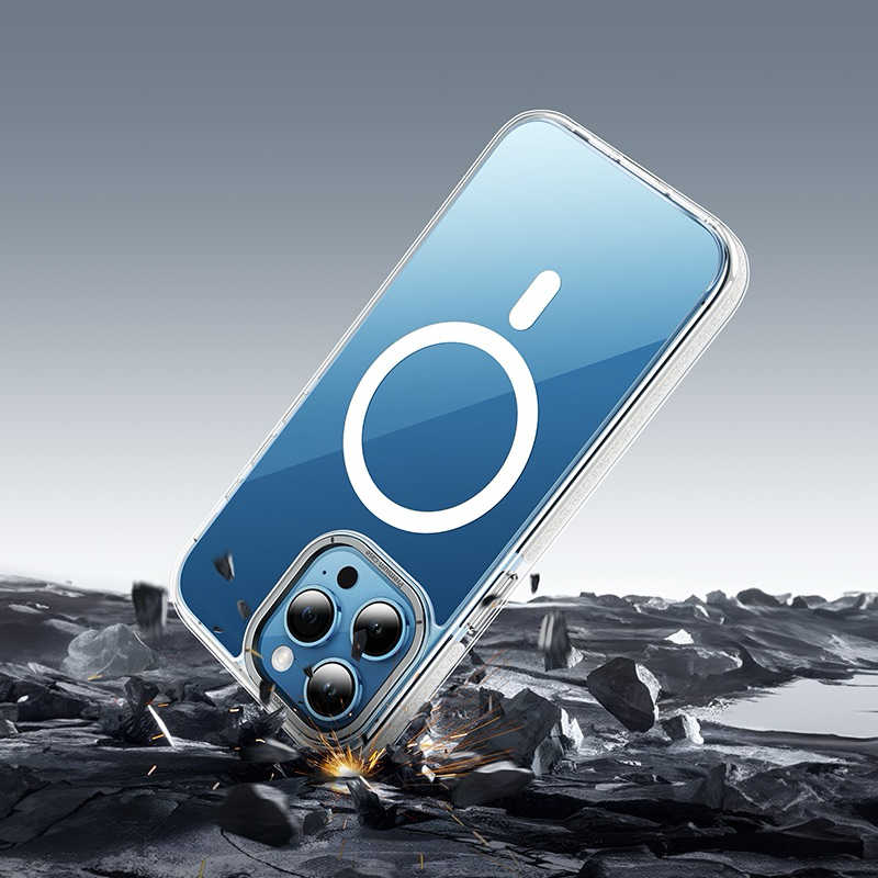 強強滾生活 【hoco.浩酷】AS6 iP15 Pro Max 透明簡約防摔磁吸保護殼 (透明黑/透明灰/透明紫)