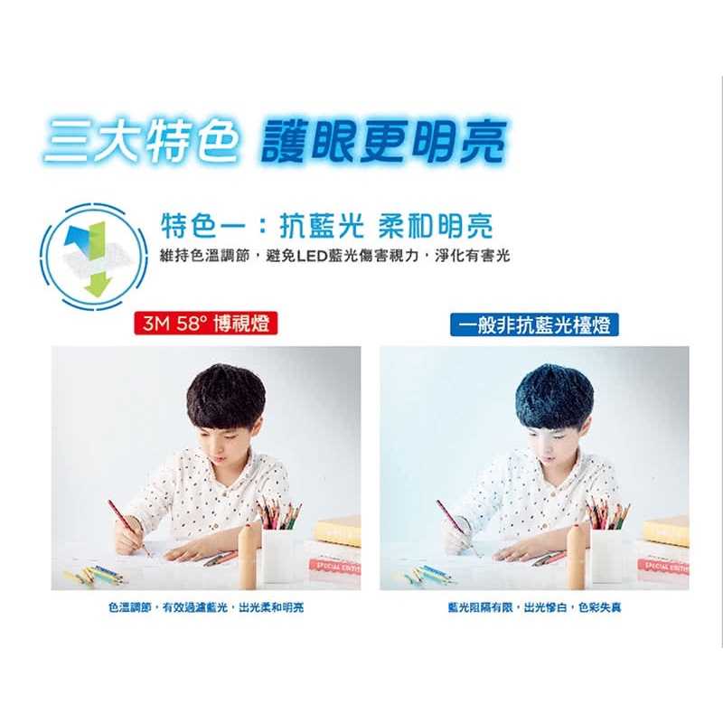 3M 58°博視燈調光式桌燈-晶耀黑/亮透白/時尚金(KL6000) 護眼檯燈 照明燈 書桌燈 強強滾生活