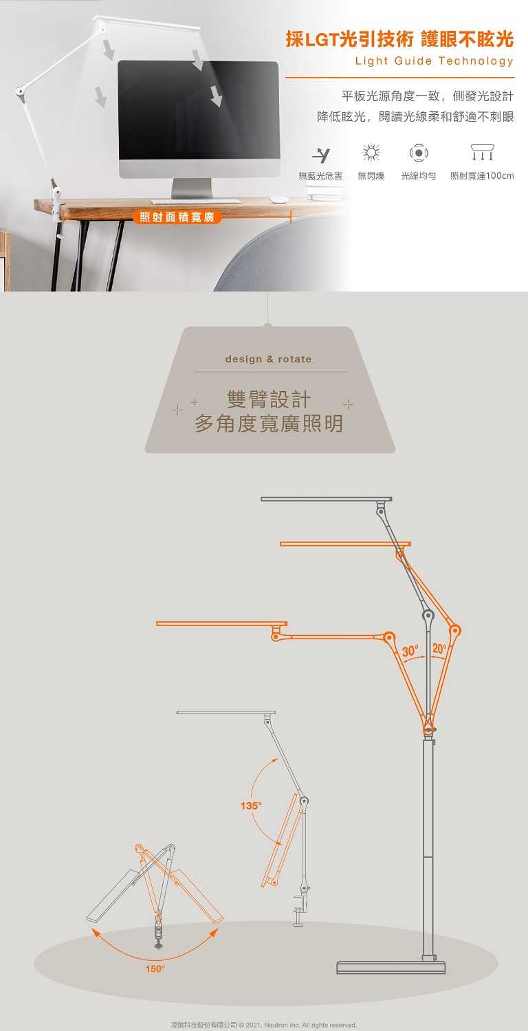 強強滾優選~【Osram 歐司朗】LED 晶幻 雙臂智能雙控立夾燈(15W)