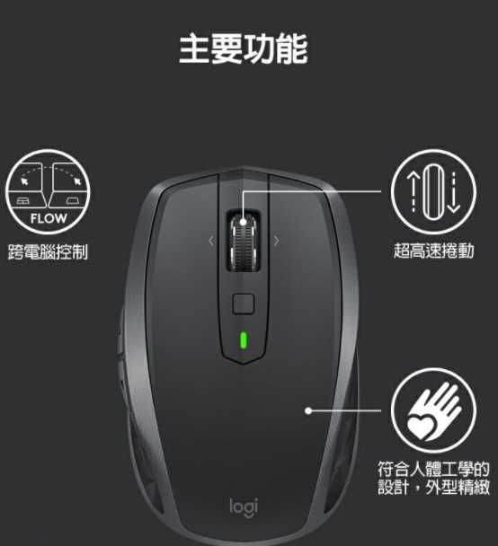 【logitech羅技】MX ANYWHERE 2S無線滑鼠 (白)/黑