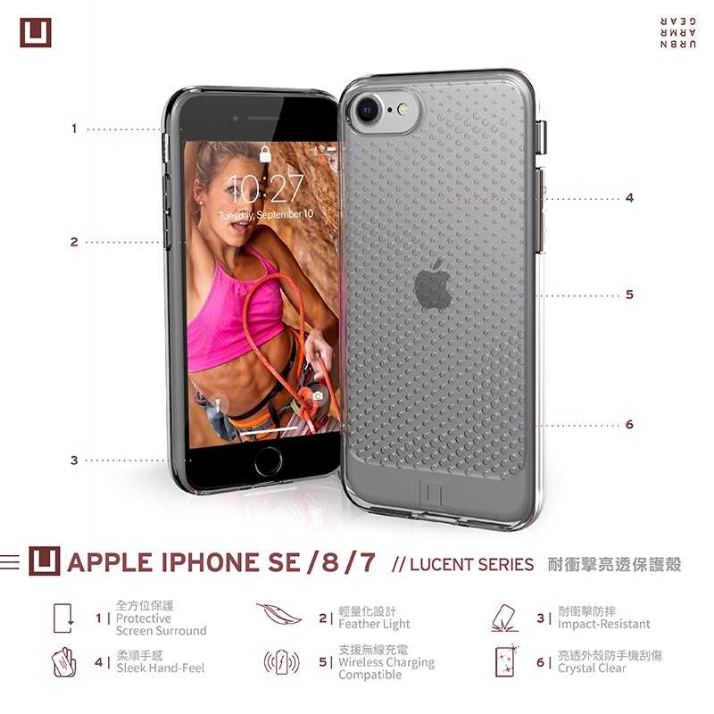 強強滾生活 [U] iPhone 7/8/SE 耐衝擊亮透保護殼-透粉 UAG品牌系列 手機殼
