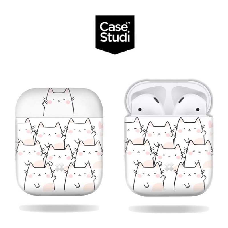 強強滾-CaseStudi AirPods 1&2 Prismart 充電盒 保護殼 白色腮紅貓